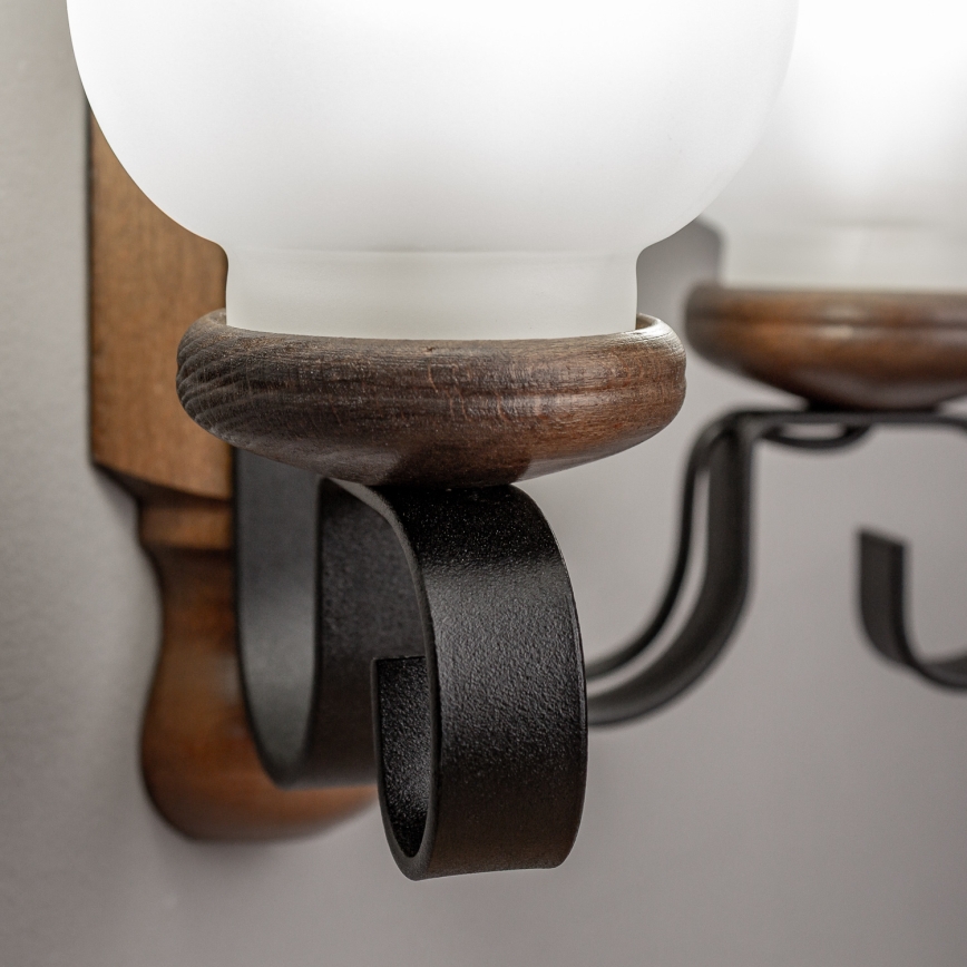 Brilagi - Seinävalaisin RUSTIC 2xE14/40W/230V pyökki/saksanpähkinä