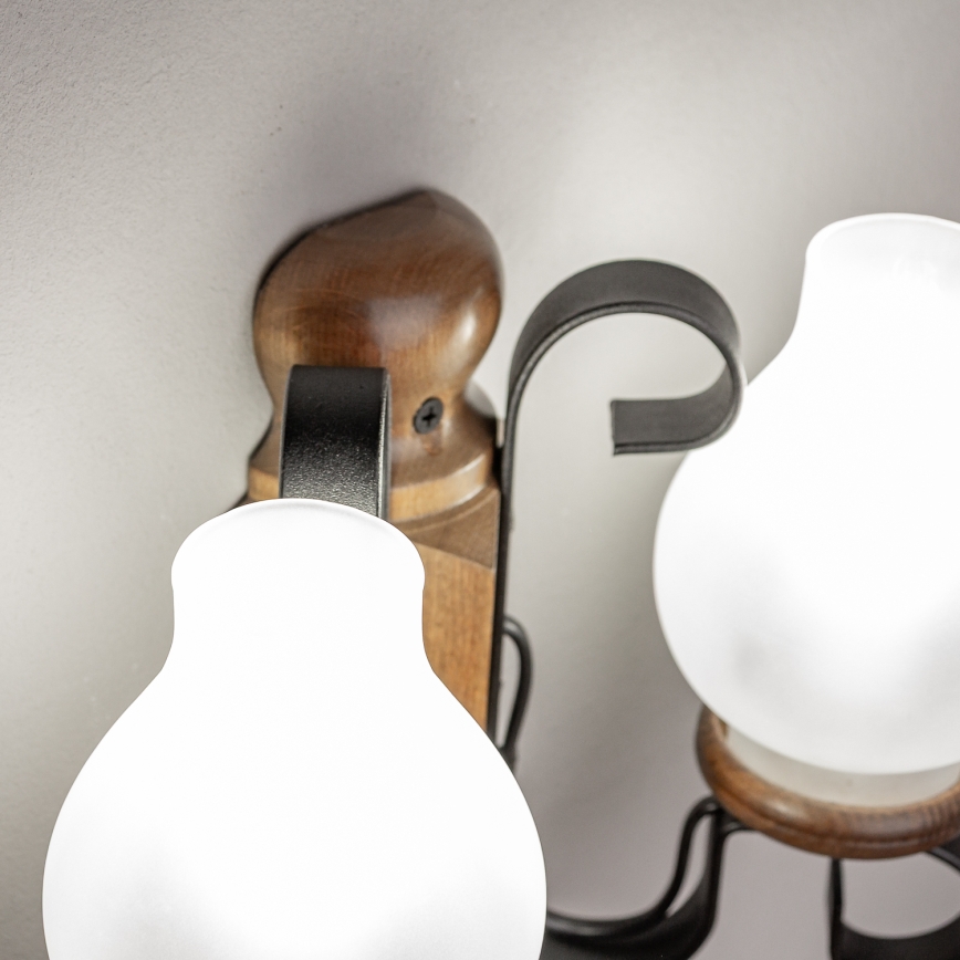 Brilagi - Seinävalaisin RUSTIC 2xE14/40W/230V pyökki/saksanpähkinä