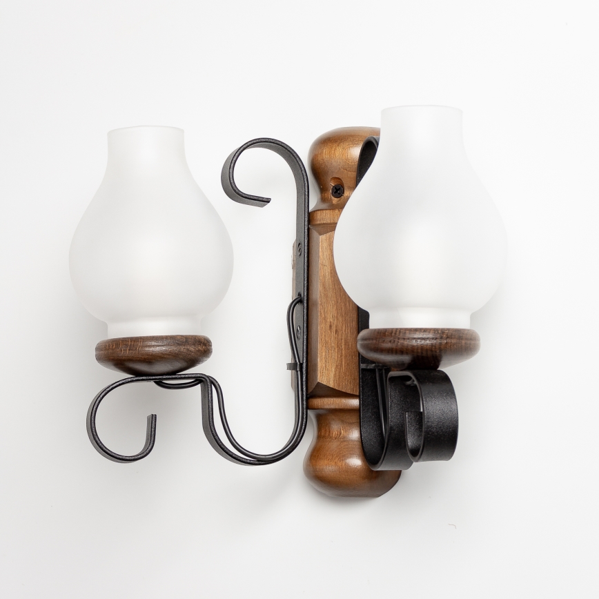 Brilagi - Seinävalaisin RUSTIC 2xE14/40W/230V pyökki/saksanpähkinä