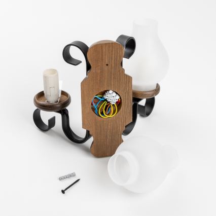 Brilagi - Seinävalaisin RUSTIC 2xE14/40W/230V pyökki/saksanpähkinä