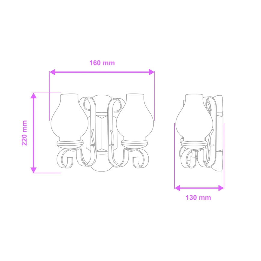 Brilagi - Seinävalaisin RUSTIC 2xE14/40W/230V pyökki/saksanpähkinä
