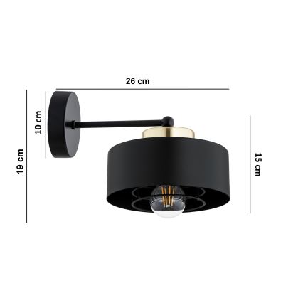 Brilagi - Seinävalaisin SPRING 1xE27/60W/230V musta/kultainen