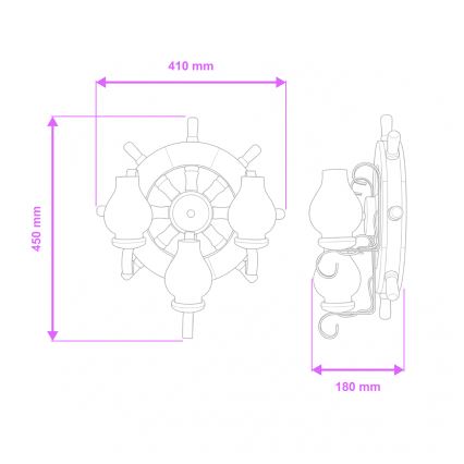 Brilagi - Seinävalaisin TIMONA 3xE14/40W/230V pyökki