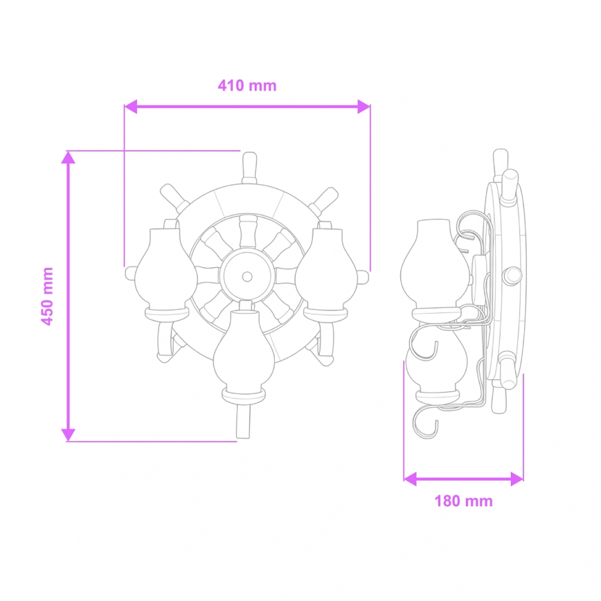 Brilagi - Seinävalaisin TIMONA 3xE14/40W/230V pyökki