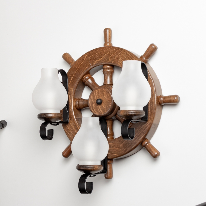 Brilagi - Seinävalaisin TIMONA 3xE14/40W/230V pyökki/saksanpähkinä