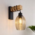 BRILAGI - Seinävalaisin WOOD GLASS 1xE27/60W/230V mänty/musta/savunbeige