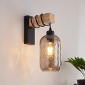 BRILAGI - Seinävalaisin WOOD GLASS 1xE27/60W/230V mänty/musta/savunruskea