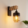 BRILAGI - Seinävalaisin WOOD GLASS 1xE27/60W/230V mänty/musta/savunruskea
