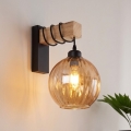 BRILAGI - Seinävalaisin WOOD GLASS 1xE27/60W/230V mänty/musta/savunruskea