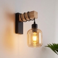 BRILAGI - Seinävalaisin WOOD GLASS 1xE27/60W/230V mänty/musta/savunruskea