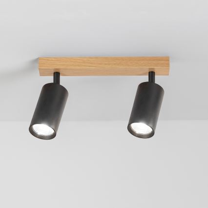 Brilagi - SELE-kohdevalaisin 2xGU10/30W/230V musta/tammi-dekori