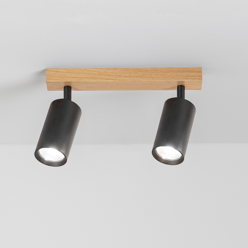 Brilagi - SELE-kohdevalaisin 2xGU10/30W/230V musta/tammi-dekori