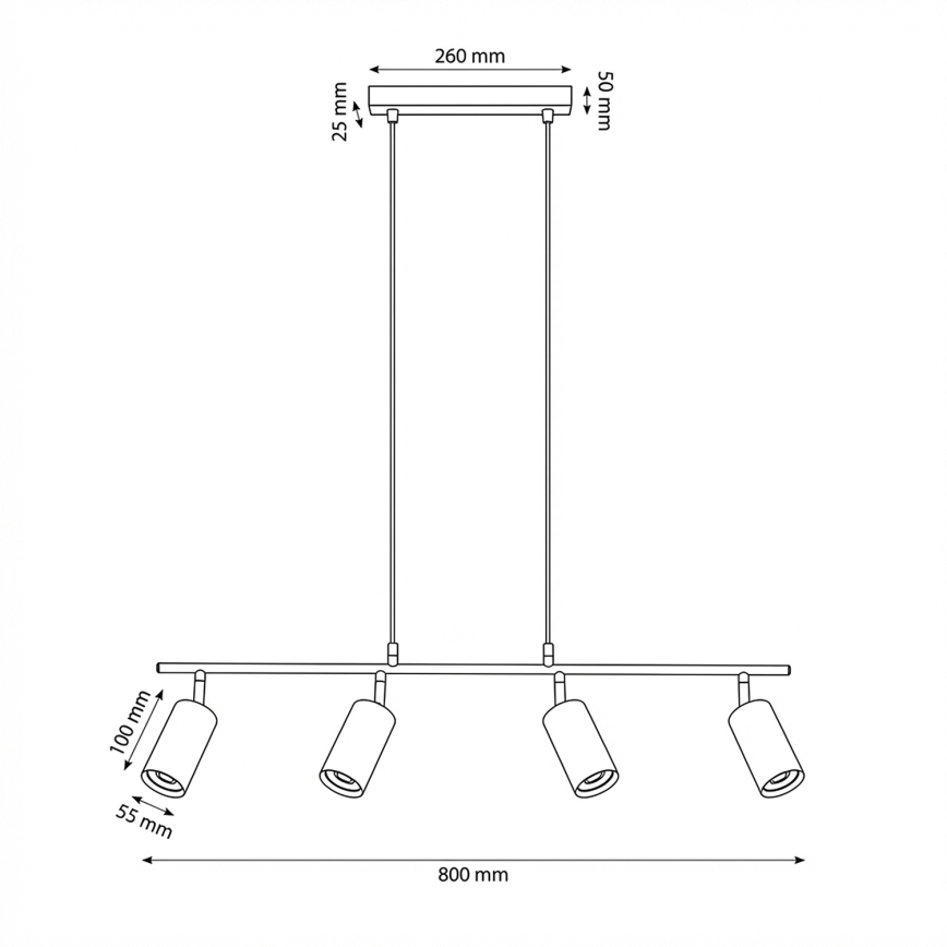Brilagi - SELE riippuvalaisin kaapelilla 4xGU10/30W/230V, valkoinen