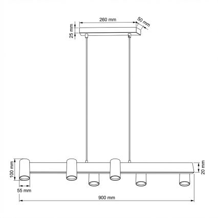 BRILAGI - SELE-riippuvalaisin vaijerilla 6xGU10/30W/230V beige