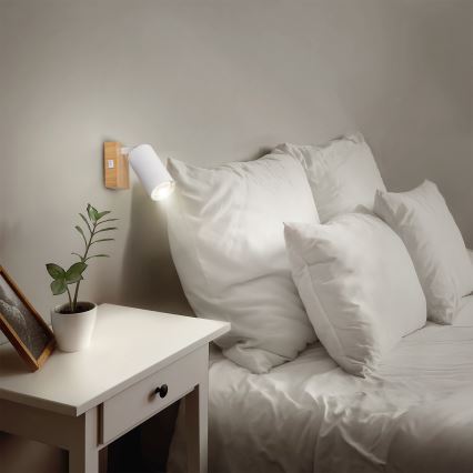 Brilagi - SELE seinäspotti 1xGU10/30W/230V valkoinen/tammi