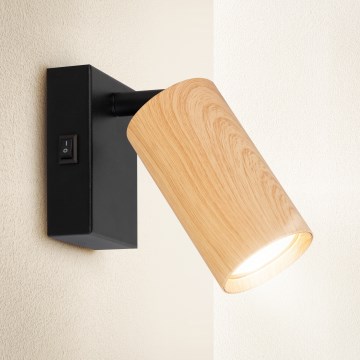 Brilagi - SELE seinäspotti kytkimellä 1xGU10/30W/230V musta/tammi-dekori