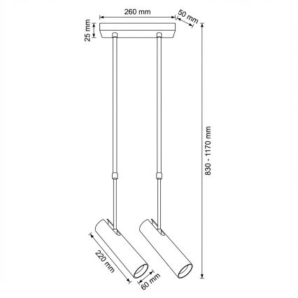 Brilagi - SELE varrellinen riippuvalaisin 2xGU10/30W/230V musta