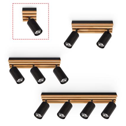 Brilagi - SELE WOOD ACOUSTIC kohdevalaisin 1xGU10/30W/230V musta/puu