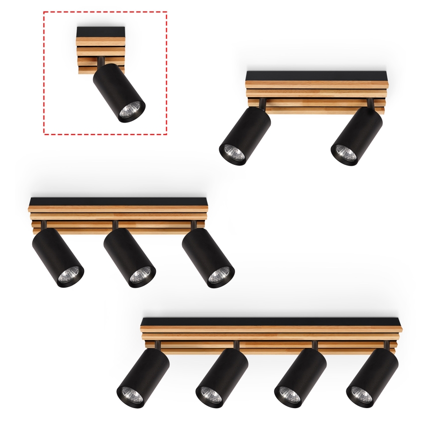 Brilagi - SELE WOOD ACOUSTIC kohdevalaisin 1xGU10/30W/230V musta/puu