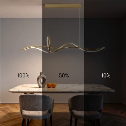 BRILAGI - himmennettävä LED-riippuvalaisin kaapelilla SIGNATURE LED/55W/230V 3000-6000K 120x23 cm kulta + kaukosäädin