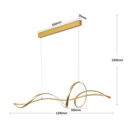 Brilagi - himmennettävä LED-riippuvalaisin kaapelilla SIGNATURE LED/55W/230V 3000-6000K 120x23 cm kulta + kaukosäädin