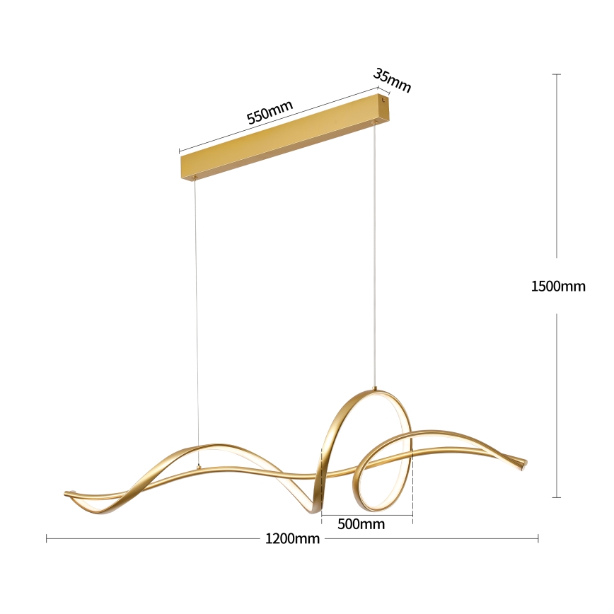 Brilagi - himmennettävä LED-riippuvalaisin kaapelilla SIGNATURE LED/55W/230V 3000-6000K 120x23 cm kulta + kaukosäädin