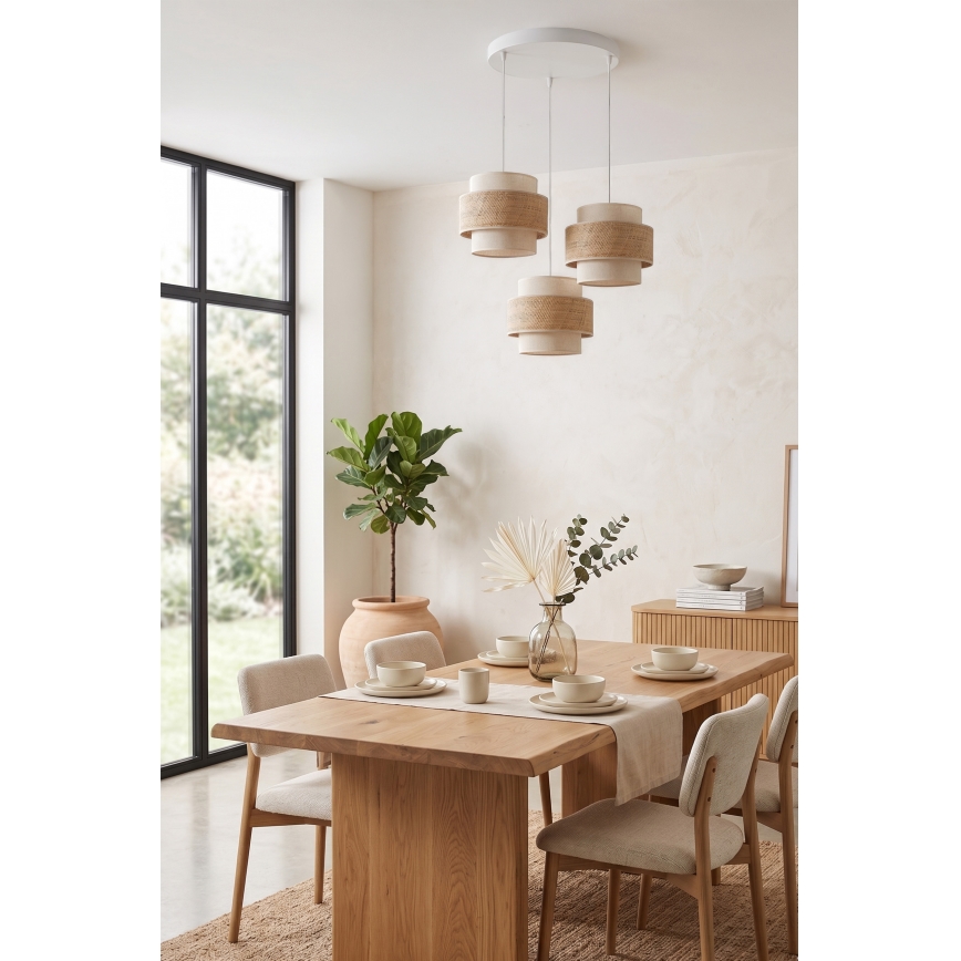Brilagi - SPACE-riippuvalaisin vaijerilla 3xE27/60W/230V, halkaisija 40 cm, beige/kerma