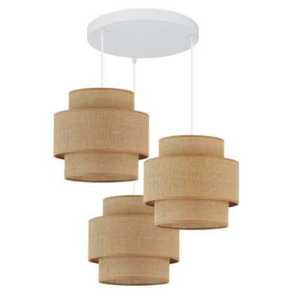 Brilagi - Kattovalaisin köydellä SPACE YUTE 3xE27/15W/230V beige/valkoinen