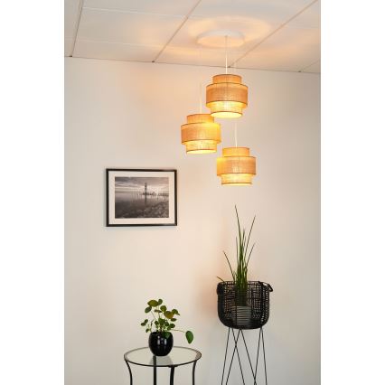 Brilagi - Kattovalaisin köydellä SPACE YUTE 3xE27/15W/230V beige/valkoinen