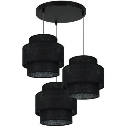 Brilagi - Kattovalaisin köydellä SPACE YUTE 3xE27/15W/230V musta