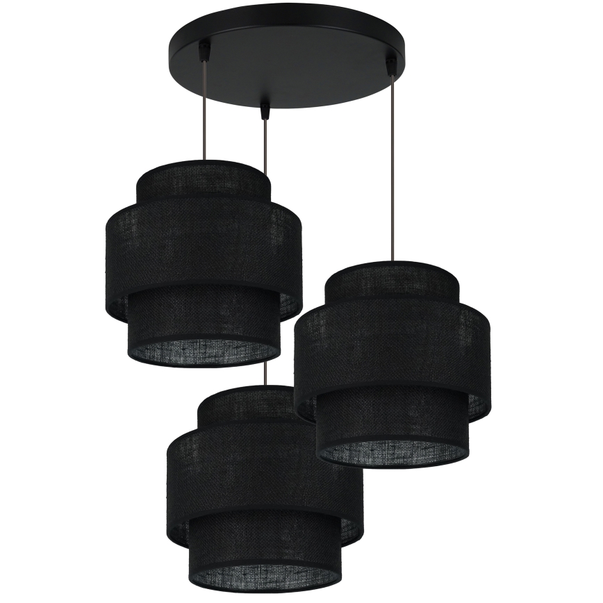 Brilagi - Kattovalaisin köydellä SPACE YUTE 3xE27/15W/230V musta