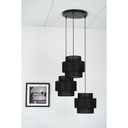 Brilagi - Kattovalaisin köydellä SPACE YUTE 3xE27/15W/230V musta