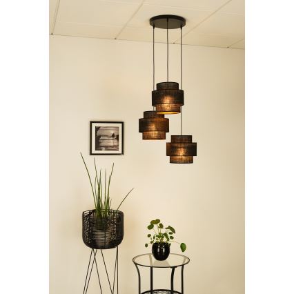 Brilagi - Kattovalaisin köydellä SPACE YUTE 3xE27/15W/230V musta