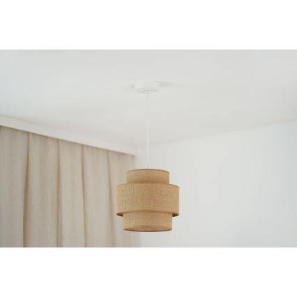 Brilagi - Kattovalaisin narulla SPACE YUTE 1xE27/15W/230V halkaisija 25 cm beige/valkoinen