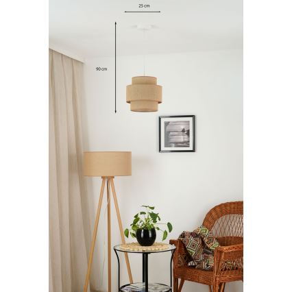 Brilagi - Kattovalaisin narulla SPACE YUTE 1xE27/15W/230V halkaisija 25 cm beige/valkoinen
