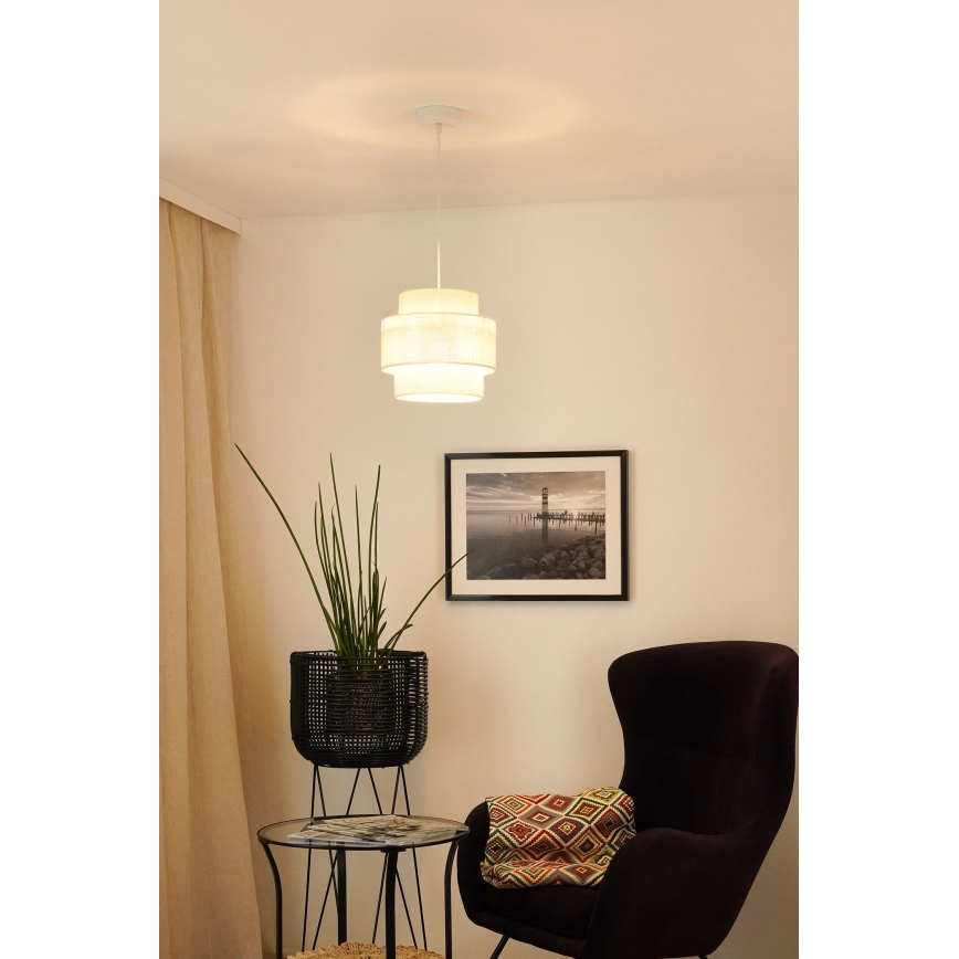 Brilagi - Kattovalaisin köydellä SPACE YUTE 1xE27/15W/230V halkaisija 25 cm kerma/valkoinen