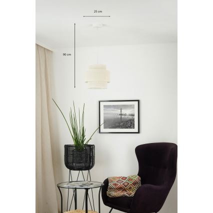 Brilagi - Kattovalaisin köydellä SPACE YUTE 1xE27/15W/230V halkaisija 25 cm kerma/valkoinen