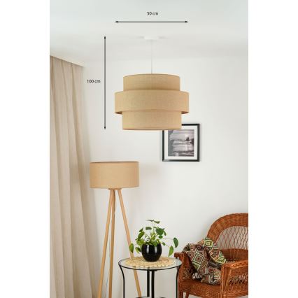 Brilagi - Ripustettava kattovalaisin SPACE YUTE 1xE27/15W/230V Ø 50 cm beige/valkoinen