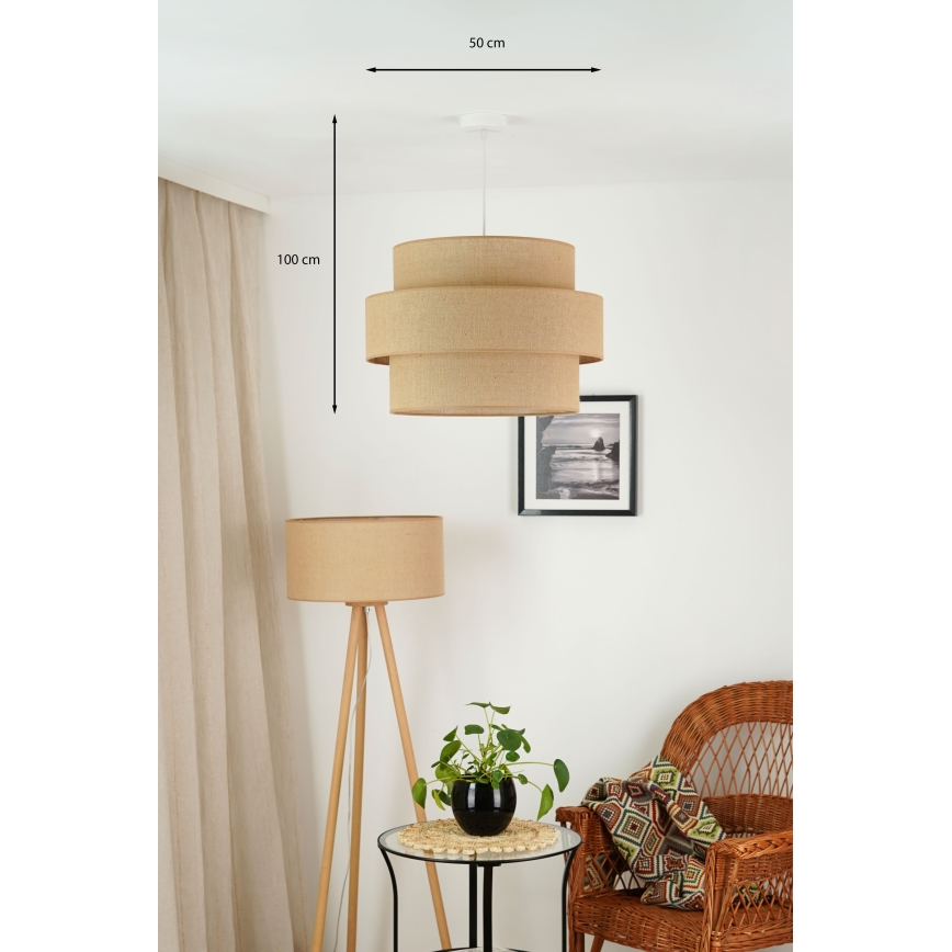 Brilagi - Ripustettava kattovalaisin SPACE YUTE 1xE27/15W/230V Ø 50 cm beige/valkoinen