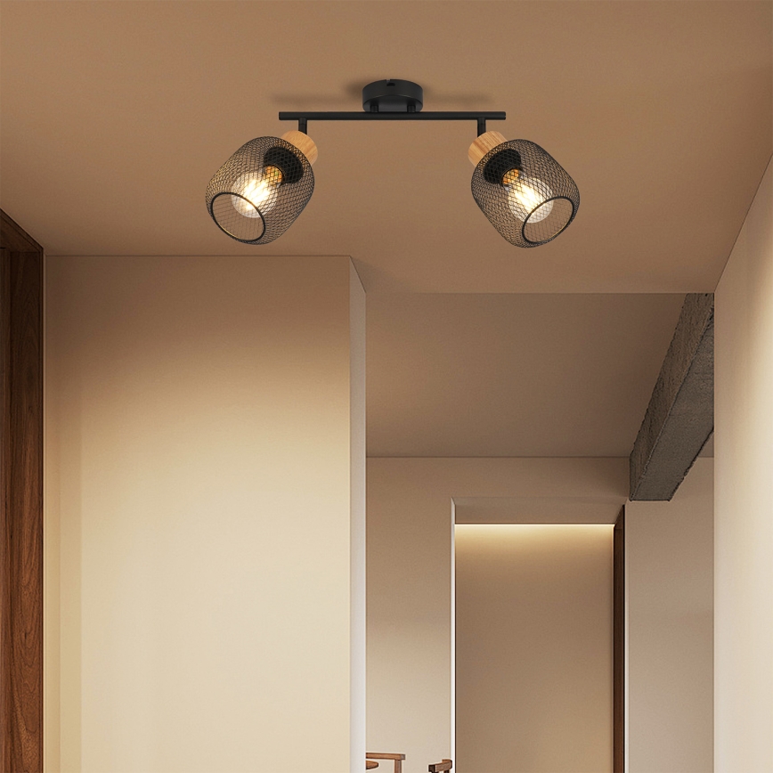 Brilagi - Spottivalaisin BASKLITE 2xE27/15W/230V puu/musta