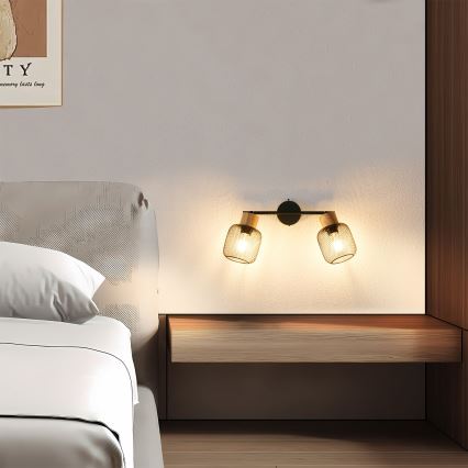 Brilagi - Spottivalaisin BASKLITE 2xE27/15W/230V puu/musta