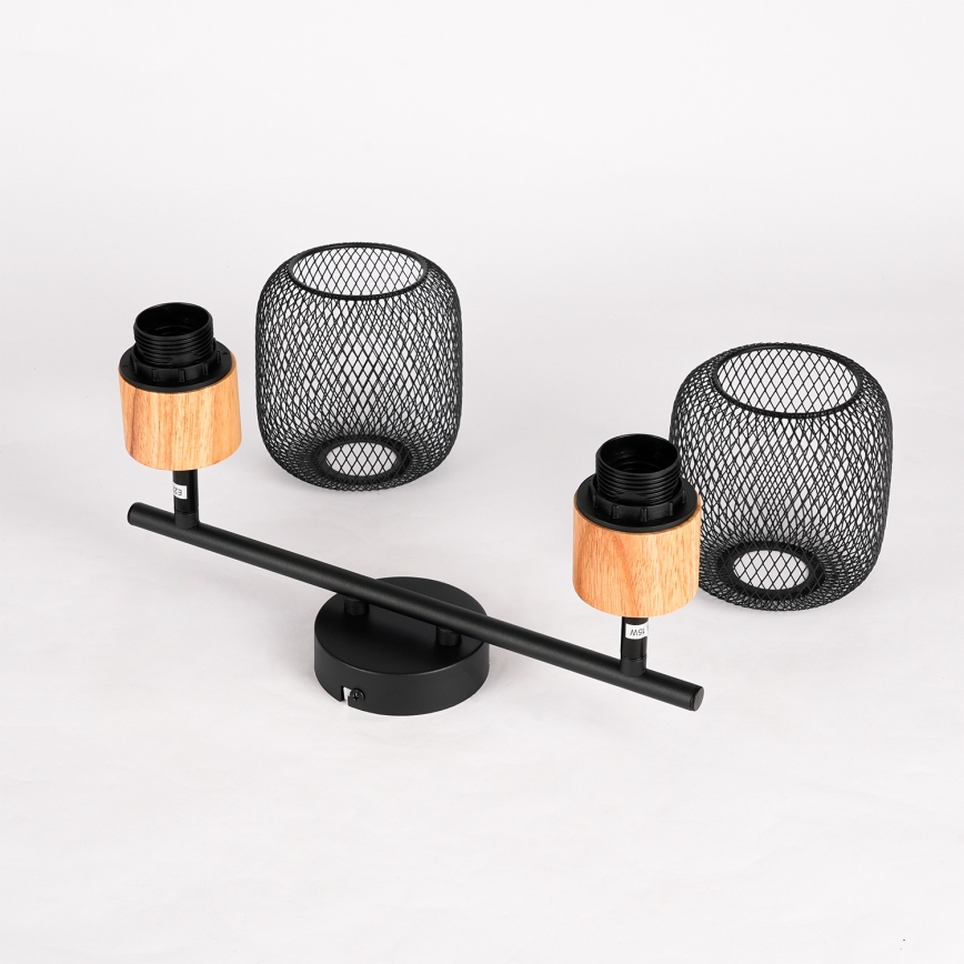 Brilagi - Spottivalaisin BASKLITE 2xE27/15W/230V puu/musta