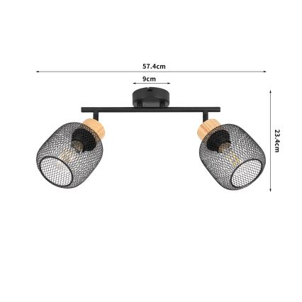 Brilagi - Spottivalaisin BASKLITE 2xE27/15W/230V puu/musta