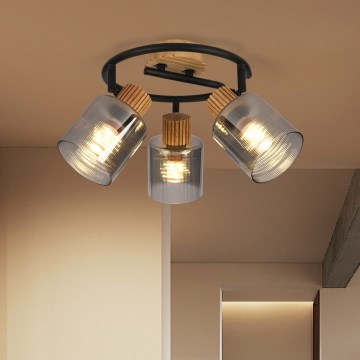 Brilagi - Spottivalaisin HYGGE 3xE14/15W/230V puu/savunvärinen