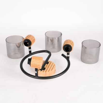 Brilagi - Spottivalaisin HYGGE 3xE14/15W/230V puu/savunvärinen