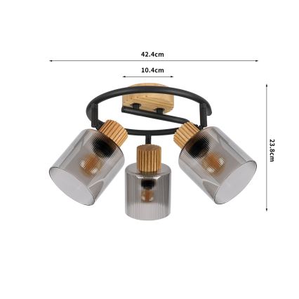 Brilagi - Spottivalaisin HYGGE 3xE14/15W/230V puu/savunvärinen