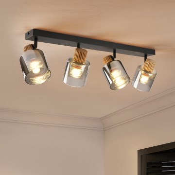 Brilagi - Spottivalaisin HYGGE 4xE14/15W/230V musta/savunharmaa