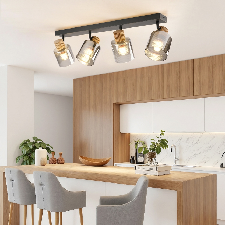 Brilagi - Spottivalaisin HYGGE 4xE14/15W/230V musta/savunharmaa