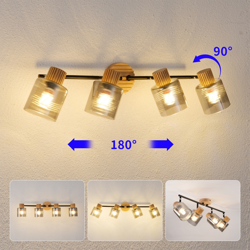 Brilagi - Spottivalaisin HYGGE 4xE14/15W/230V puu/savunvärinen
