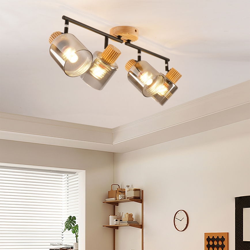 Brilagi - Spottivalaisin HYGGE 4xE14/15W/230V puu/savunvärinen